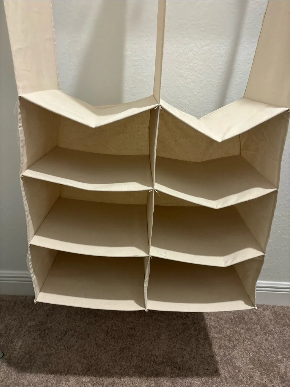 Canvas Hanging Closet Organizer – Cream 8-Shelf Storage